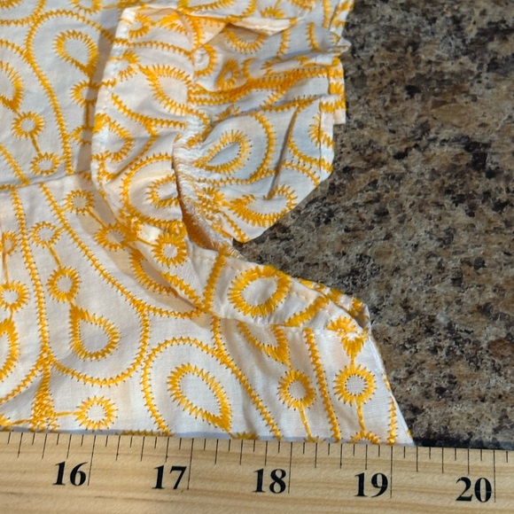 Women's Ruffled Sleeve Top - Yellow Pattern - Picture 9 of 10